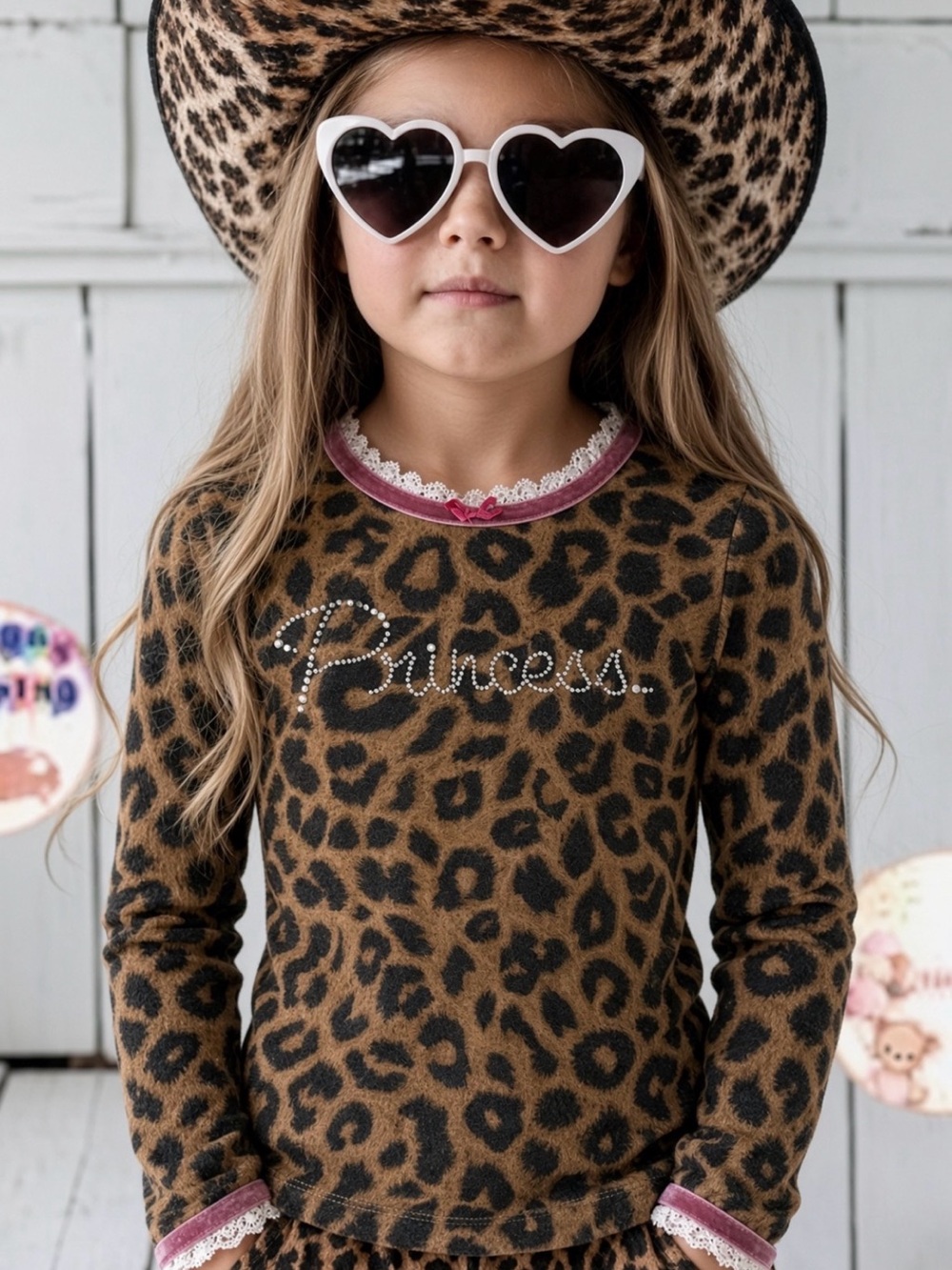 $45 Leopard Diamond PRINCESS Girls Top 5/6